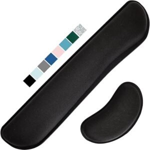 Silky Gel Memory Foam Wrist Rest – Ergonomic 2-Piece Set for Keyboard & Mouse, Pain Relief & Support (Black)