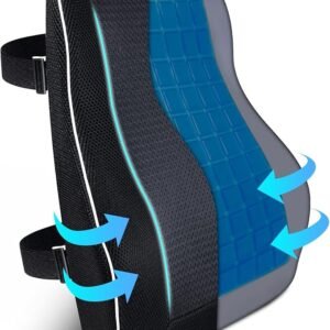 Gel Lumbar Support Pillow – Cooling Memory Foam Cushion for Office, Car & Gaming Chairs, Lower Back Pain Relief